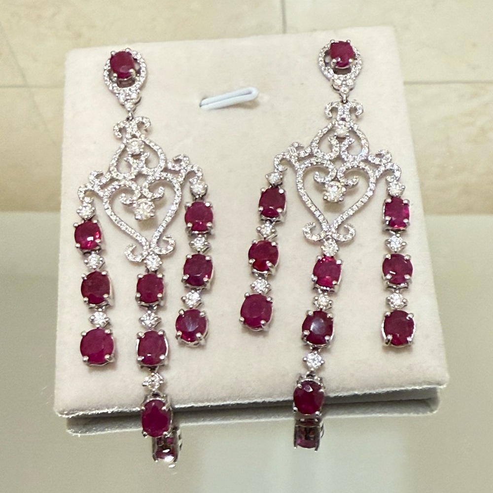 Natural Burmese Ruby earrings for sale